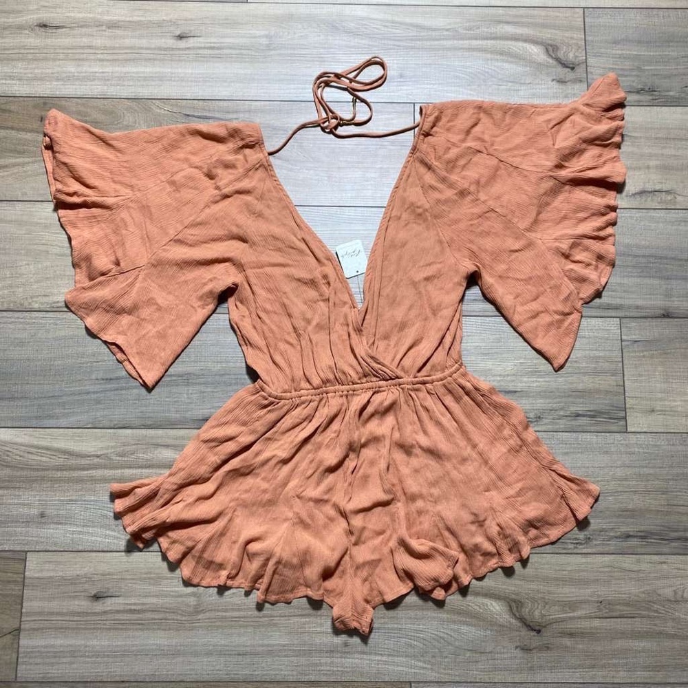 Free People Womens Nerea Open Back 100% Viscose Romper Size‎ Small Bronze